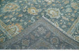 Made to Order Teal, Olive and Silver Antique Style Hand knotted Oushak wool Area Rug