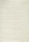Close-up of the hand-woven Hawise Area Rug. Cream, ivory, and light taupe wool rug with a subtle farmhouse design. Design-Rectangle-576