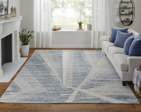 Feizy Brighton Modern Abstract - Ivory/Blue/Silver Area Rug