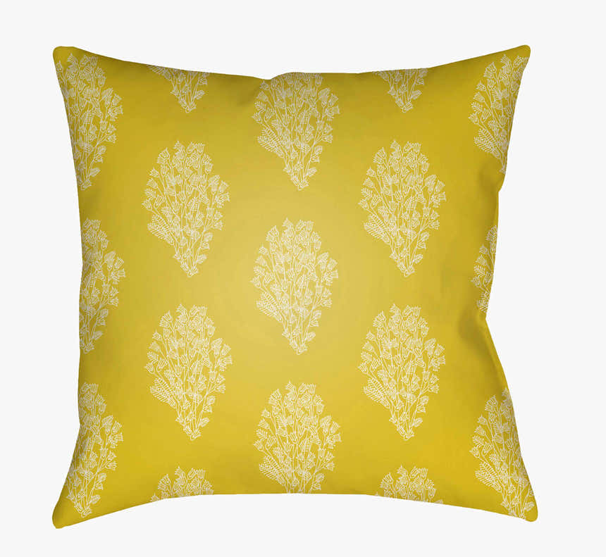 Pantao Yellow Botanical Pattern Outdoor Throw Pillow