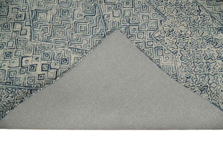 Mid Century Modern Hand Tufted 2x3, 3x5, 5x8, 6x9, 8x10 and 9x12 Woolen Beige and Blue Area Rug | MIR1