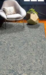 Mid Century Modern Hand Tufted 2x3, 3x5, 5x8, 6x9, 8x10 and 9x12 Woolen Beige and Blue Area Rug | MIR1