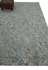 Mid Century Modern Hand Tufted 2x3, 3x5, 5x8, 6x9, 8x10 and 9x12 Woolen Beige and Blue Area Rug | MIR1