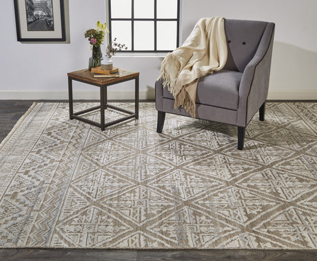 Feizy Payton Transitional Diamond - Ivory/Tan/Gray Area Rug - Clearance