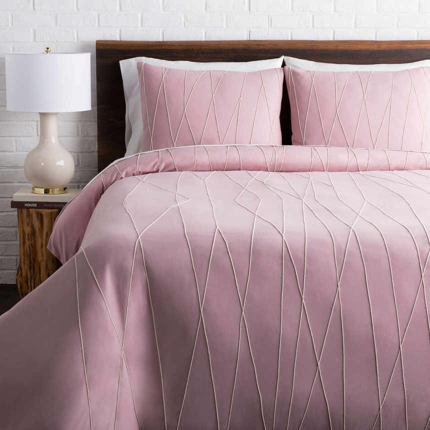 Adela Mauve Geometric Cotton Bedding Euro Sham - Clearance
