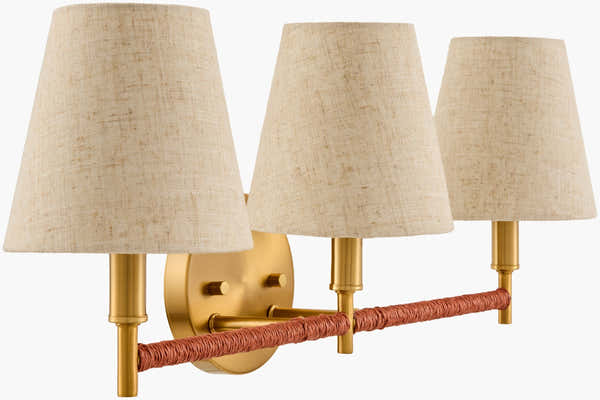 Soft Orange Modern Wall Sconce with linen details for hallway or bedroom lighting