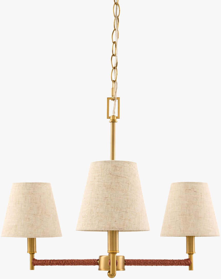 Rich Gold Modern Chandelier with linen details for dining or living rooms