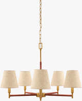 Soft Gold Modern Chandelier with linen details for dining or living rooms