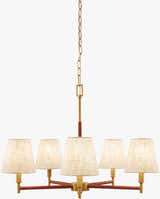 Soft Gold Modern Chandelier with linen details for dining or living rooms