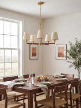 Soft Gold Modern Chandelier with linen details for dining or living rooms