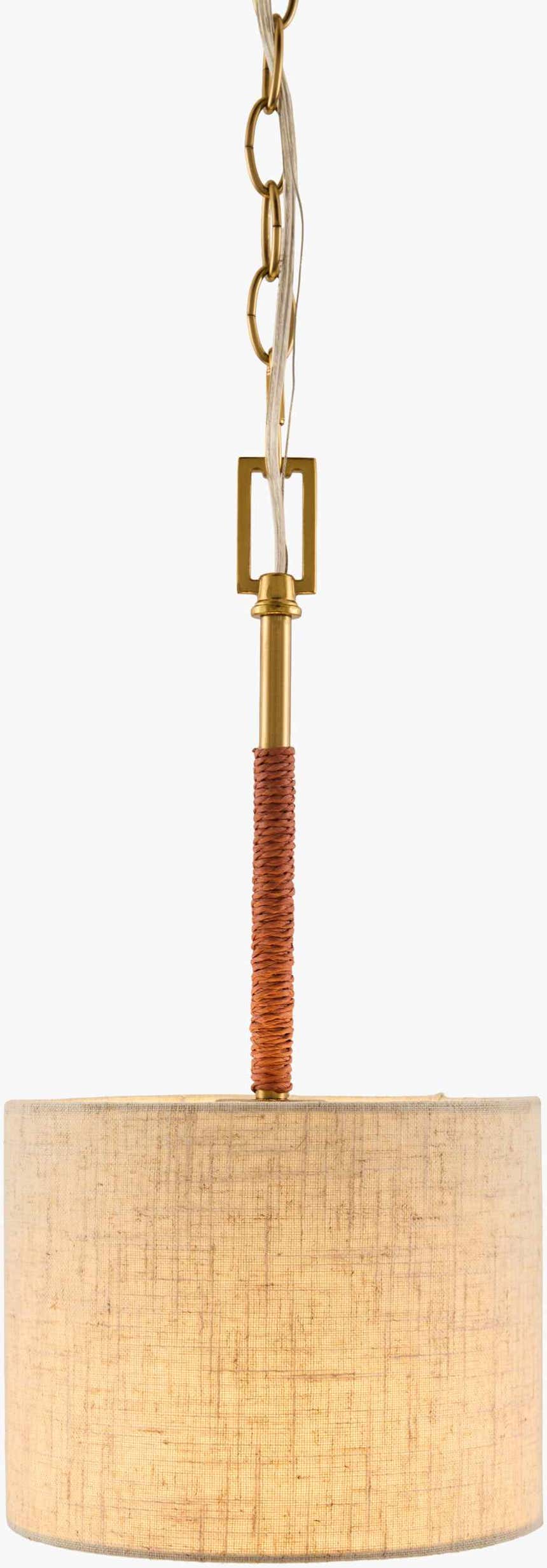 Gold Modern Pendant Light with linen details for kitchen islands or dining areas