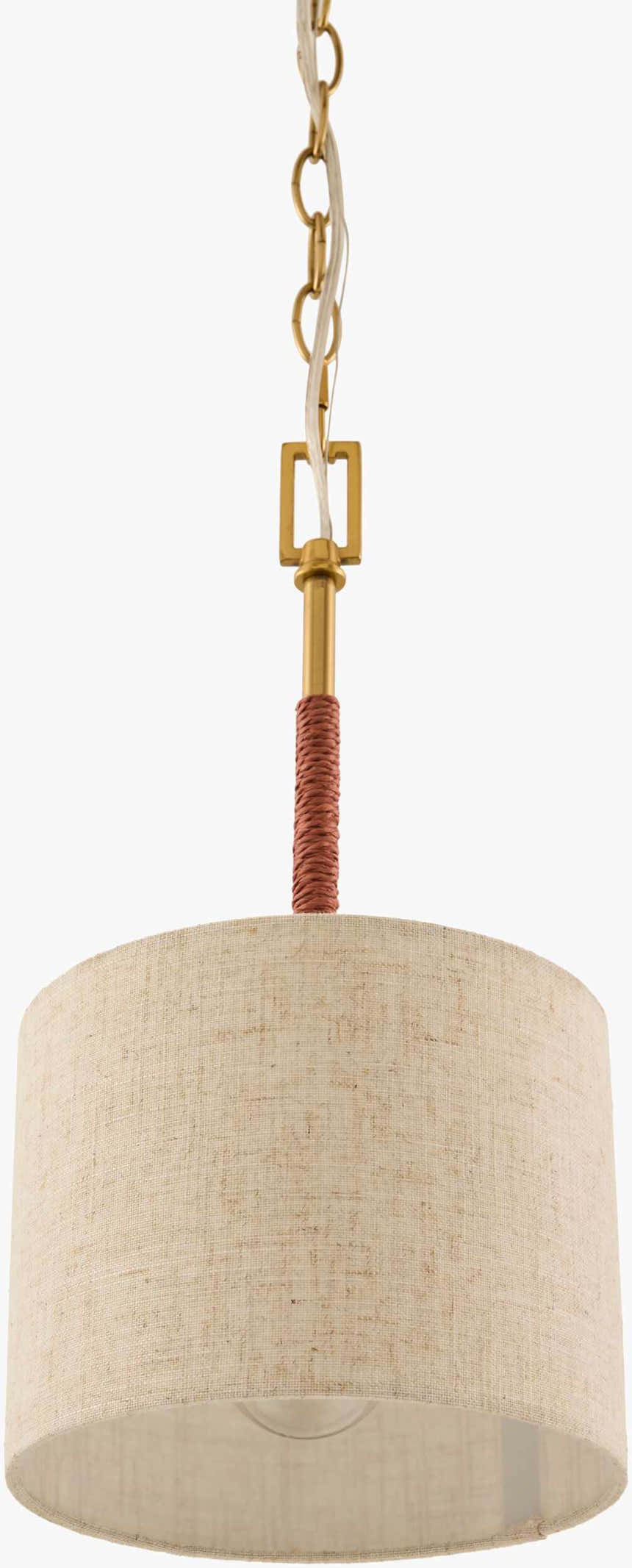 Gold Modern Pendant Light with linen details for kitchen islands or dining areas