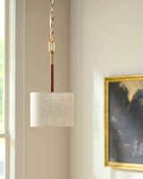 Gold Modern Pendant Light with linen details for kitchen islands or dining areas