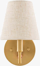 Tan Modern Wall Sconce with linen details for hallway or bedroom lighting