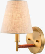 Tan Modern Wall Sconce with linen details for hallway or bedroom lighting