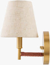 Tan Modern Wall Sconce with linen details for hallway or bedroom lighting