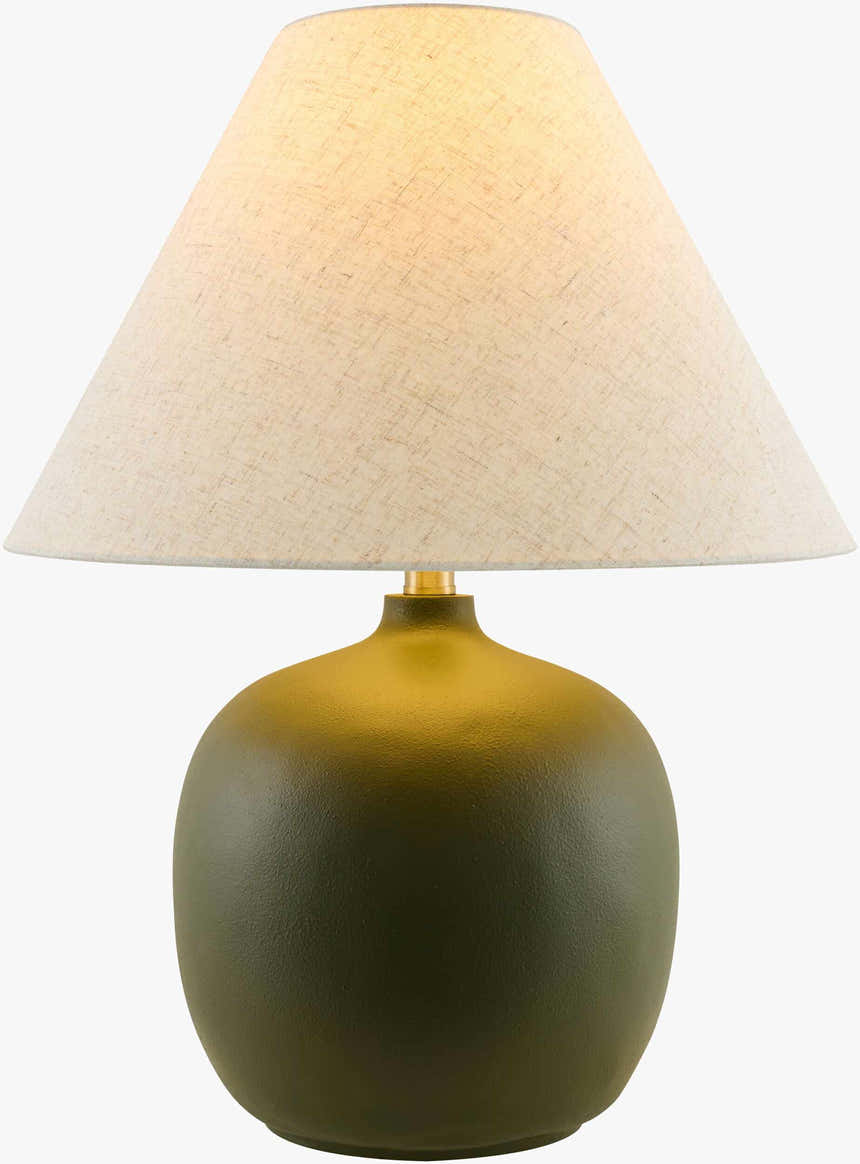 Soft Mustard Traditional Table Lamp with linen details for bedside or console tables