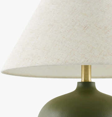 Soft Mustard Traditional Table Lamp with linen details for bedside or console tables