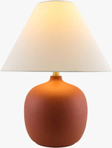 Rich Brick Red Traditional Table Lamp with linen details for bedside or console tables