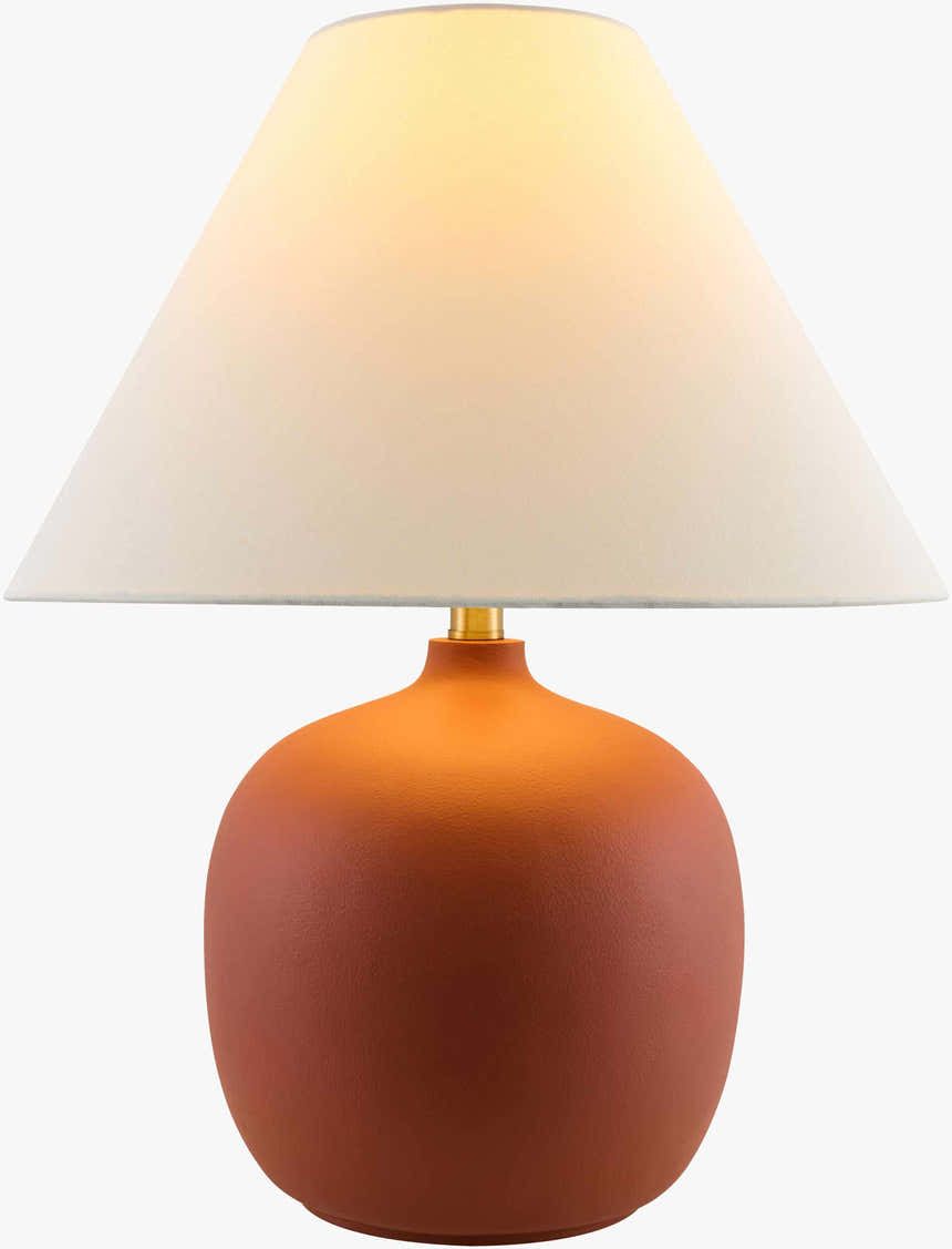 Rich Brick Red Traditional Table Lamp with linen details for bedside or console tables