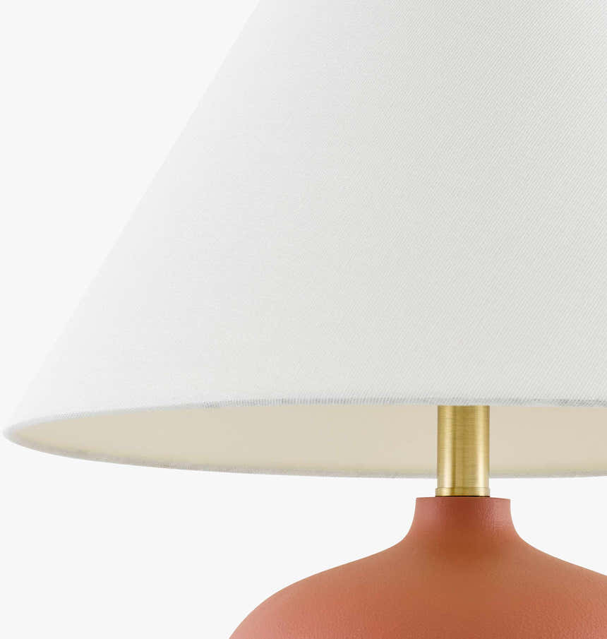 Rich Brick Red Traditional Table Lamp with linen details for bedside or console tables