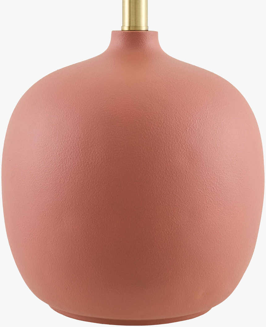 Soft Brick Red Traditional Table Lamp with linen details for bedside or console tables