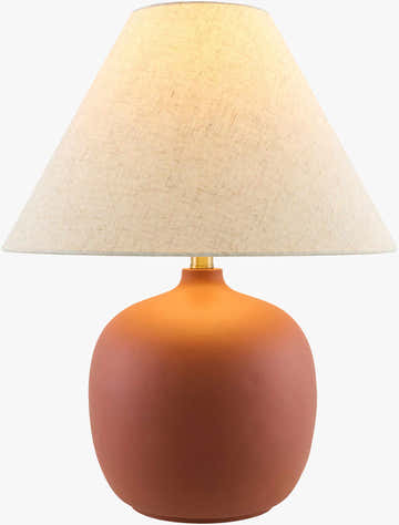 Soft Brick Red Traditional Table Lamp with linen details for bedside or console tables