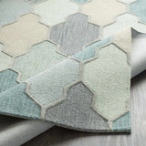 Monteview Sage&Teal Geometric Wool Rug - Clearance