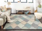 Monteview Sage&Teal Geometric Wool Rug - Clearance