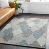 Monteview Sage&Teal Geometric Wool Rug - Clearance