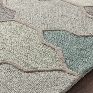 Monteview Sage&Teal Geometric Wool Rug - Clearance