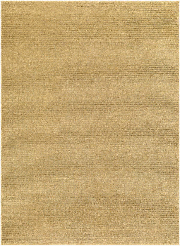 Close-up of the Levent Mustard Area Rug showing its subtle horizontal texture and warm, golden mustard color. Design-Rectangle-537