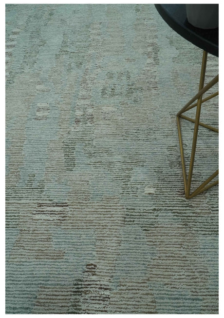 Modern Abstract Teal, Olive and Ivory Hand Tufted Multi Size wool area rug