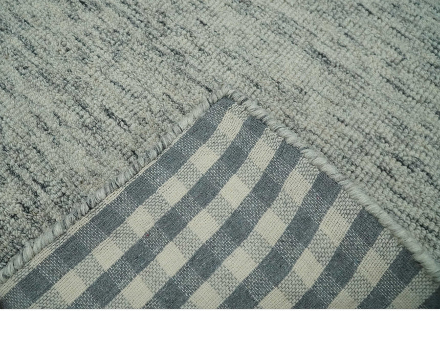 Modern Beige and Charcoal Solid Shaded Hand Tufted Natural Wool Area Rug