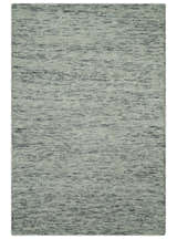 Modern Beige and Charcoal Solid Shaded Hand Tufted Natural Wool Area Rug