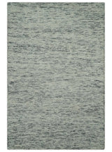 Modern Beige and Charcoal Solid Shaded Hand Tufted Natural Wool Area Rug