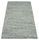 Modern Beige and Charcoal Solid Shaded Hand Tufted Natural Wool Area Rug