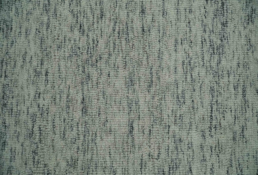 Modern Beige and Charcoal Solid Shaded Hand Tufted Natural Wool Area Rug