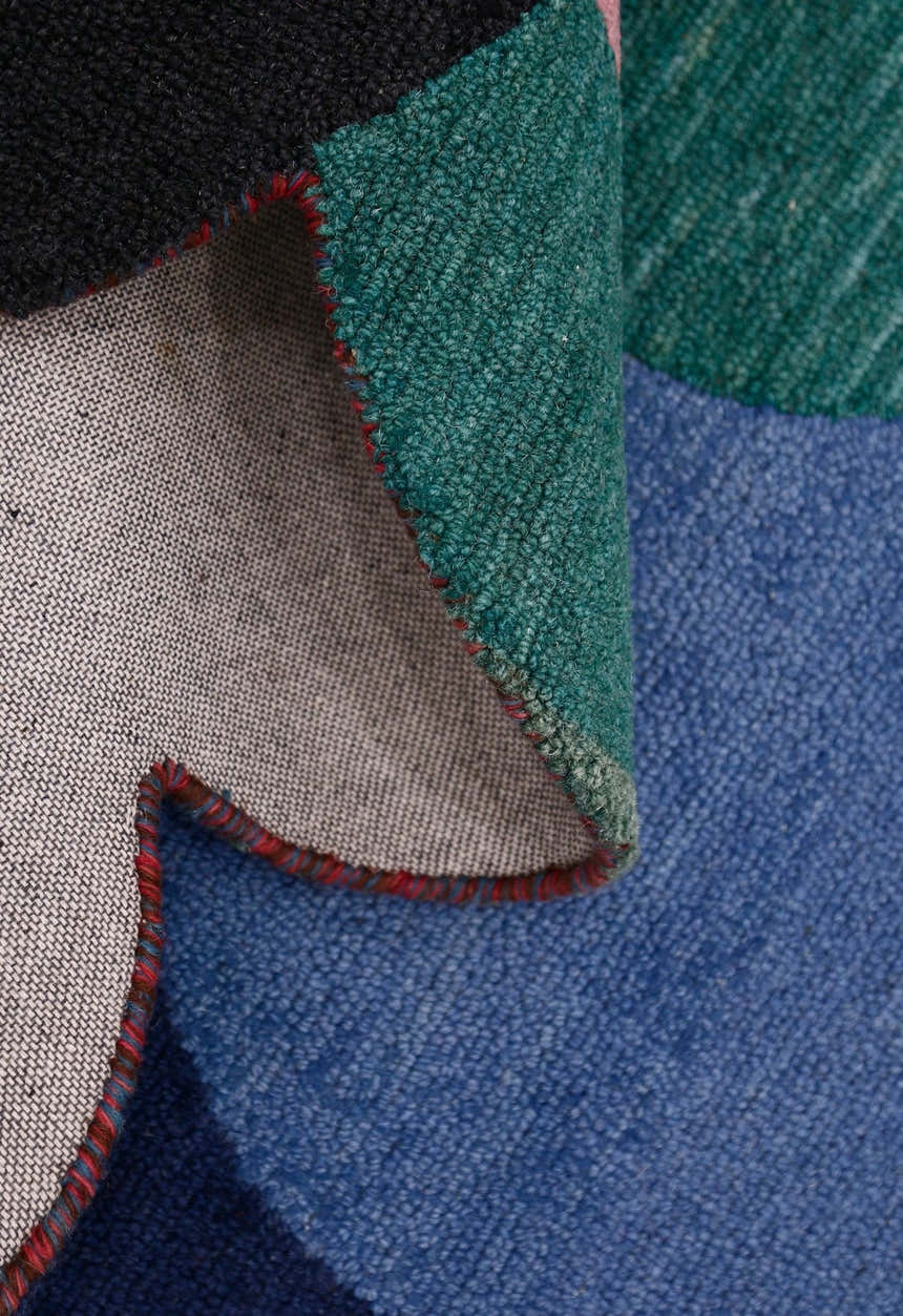 Modern Bubbles Design Multicolor Hand Tufted 5x8 Wool Rug