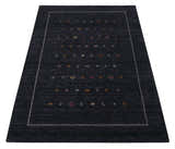 Modern Charcoal And White Hand Loomed Wool Area Rug