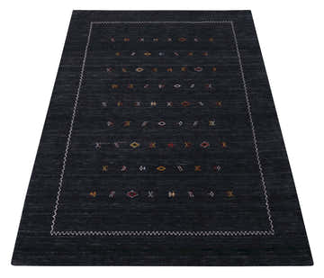 Modern Charcoal And White Hand Loomed Wool Area Rug