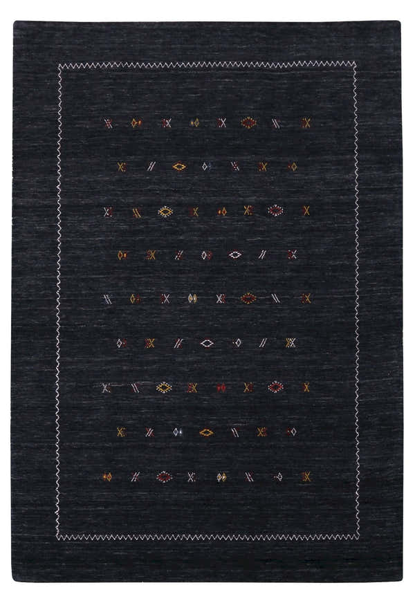 Modern Charcoal And White Hand Loomed Wool Area Rug