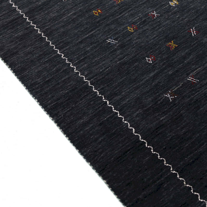 Modern Charcoal And White Hand Loomed Wool Area Rug
