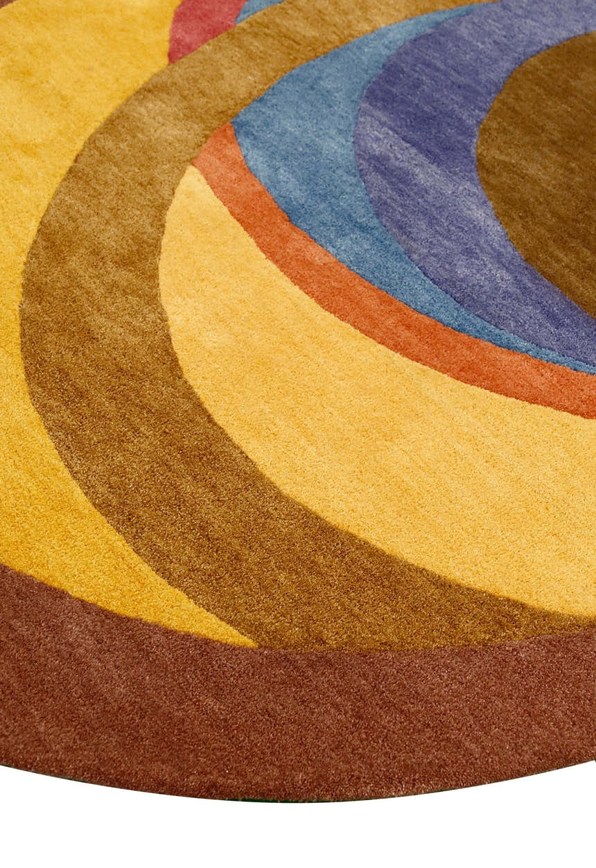 Modern Circles Style Colorful Hand Tufted 5x7 Wool Rug