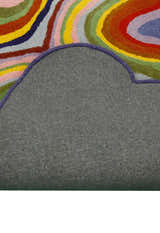 Modern Colorburst Ripple Hand Tufted 6x6 Wool Rug