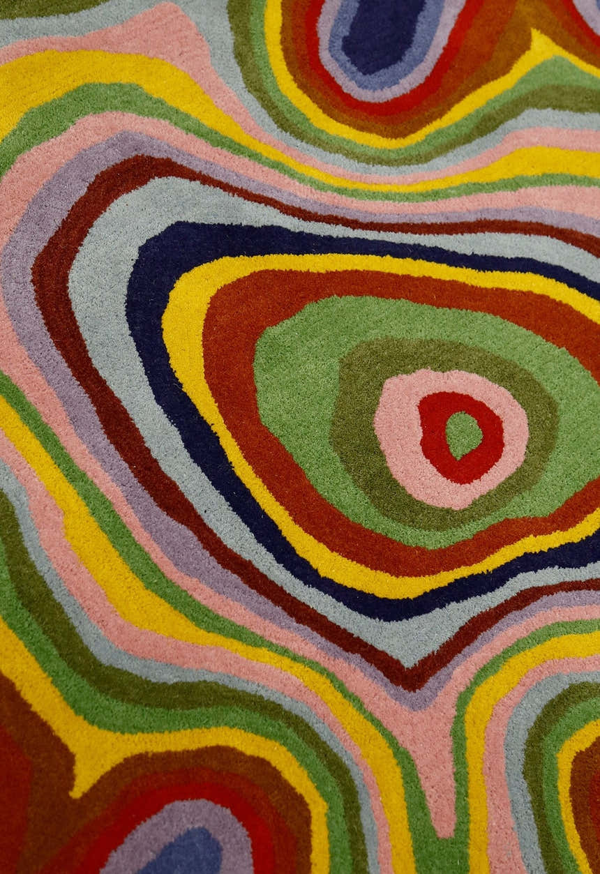 Modern Colorburst Ripple Hand Tufted 6x6 Wool Rug