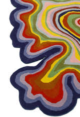 Modern Colorburst Ripple Hand Tufted 6x6 Wool Rug