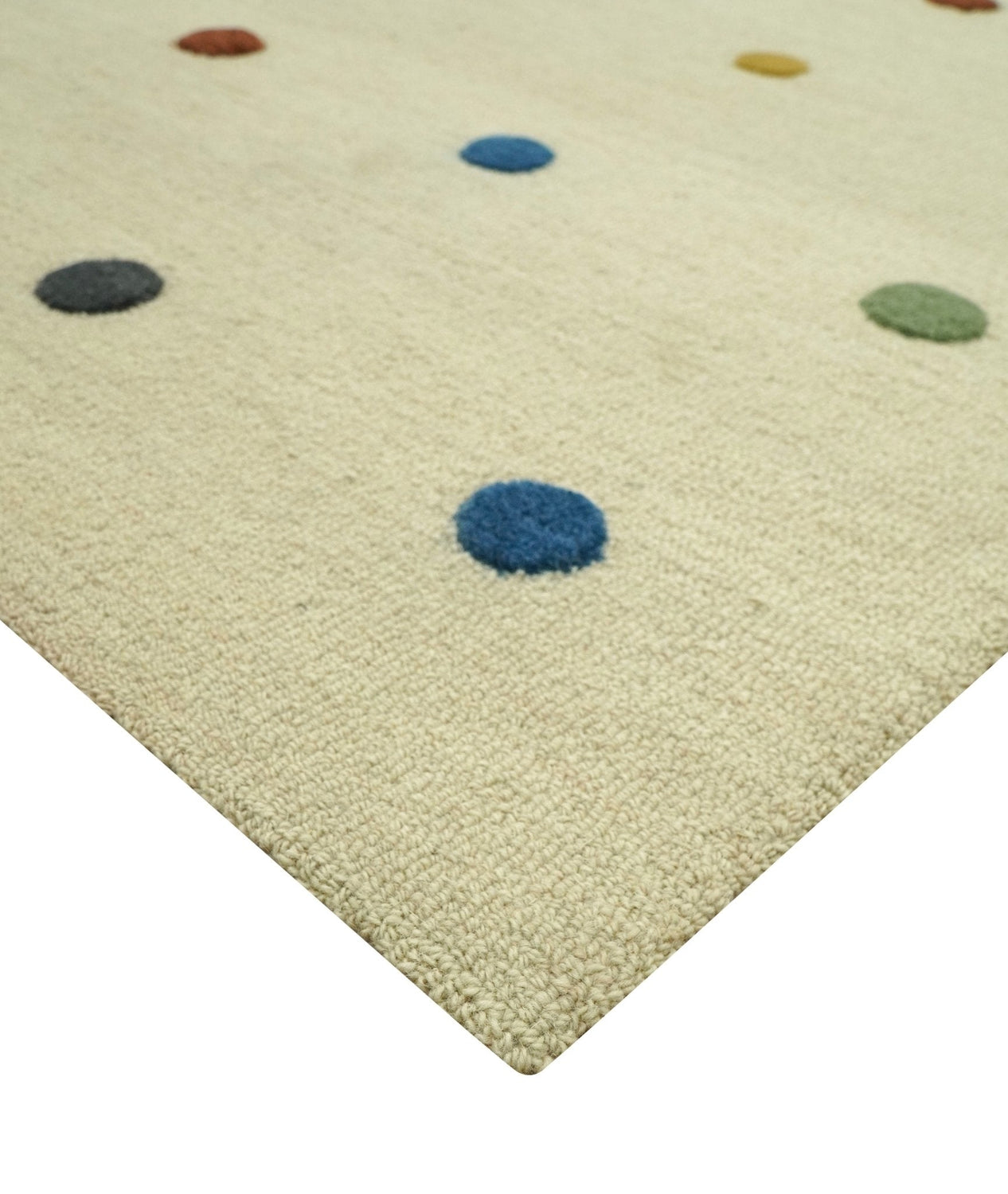 Modern Colorful Polka Dot Beige Hand Tufted Custom Made wool area rug