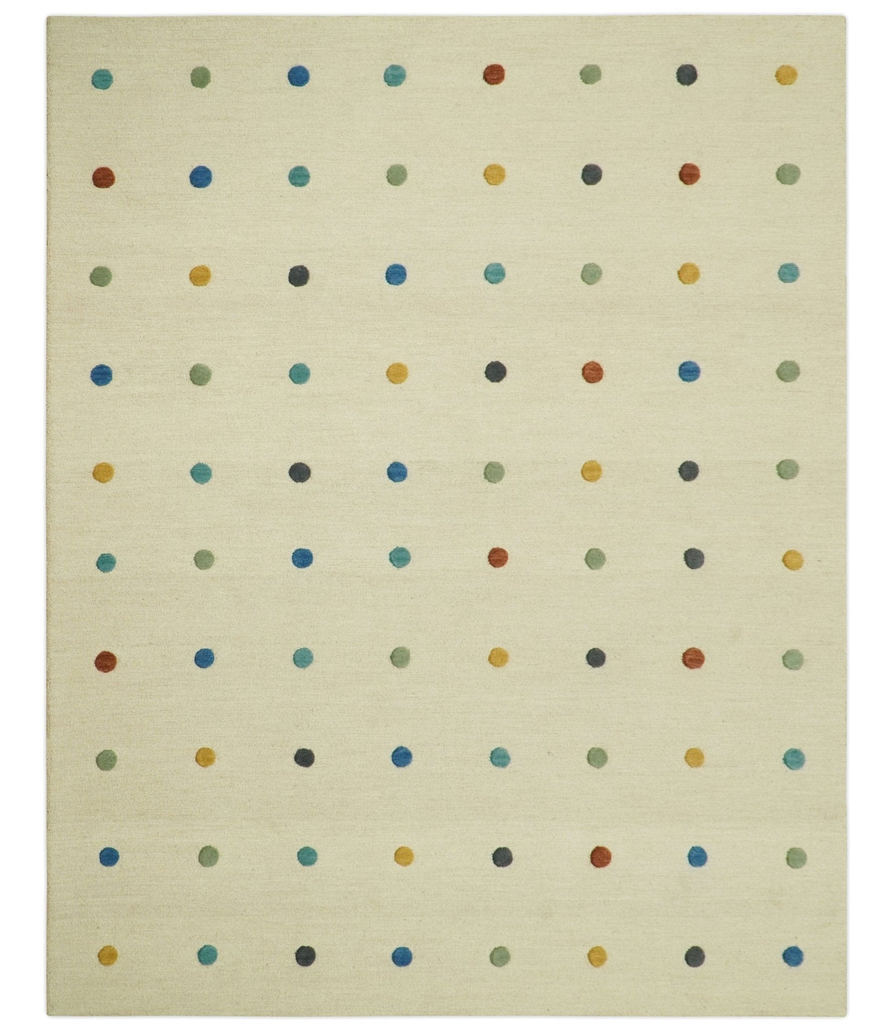 Modern Colorful Polka Dot Beige Hand Tufted Custom Made wool area rug
