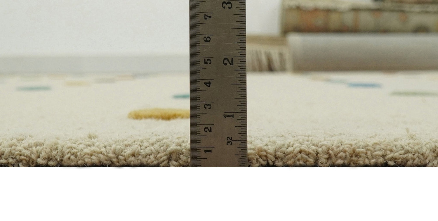 Modern Colorful Polka Dot Beige Hand Tufted Custom Made wool area rug